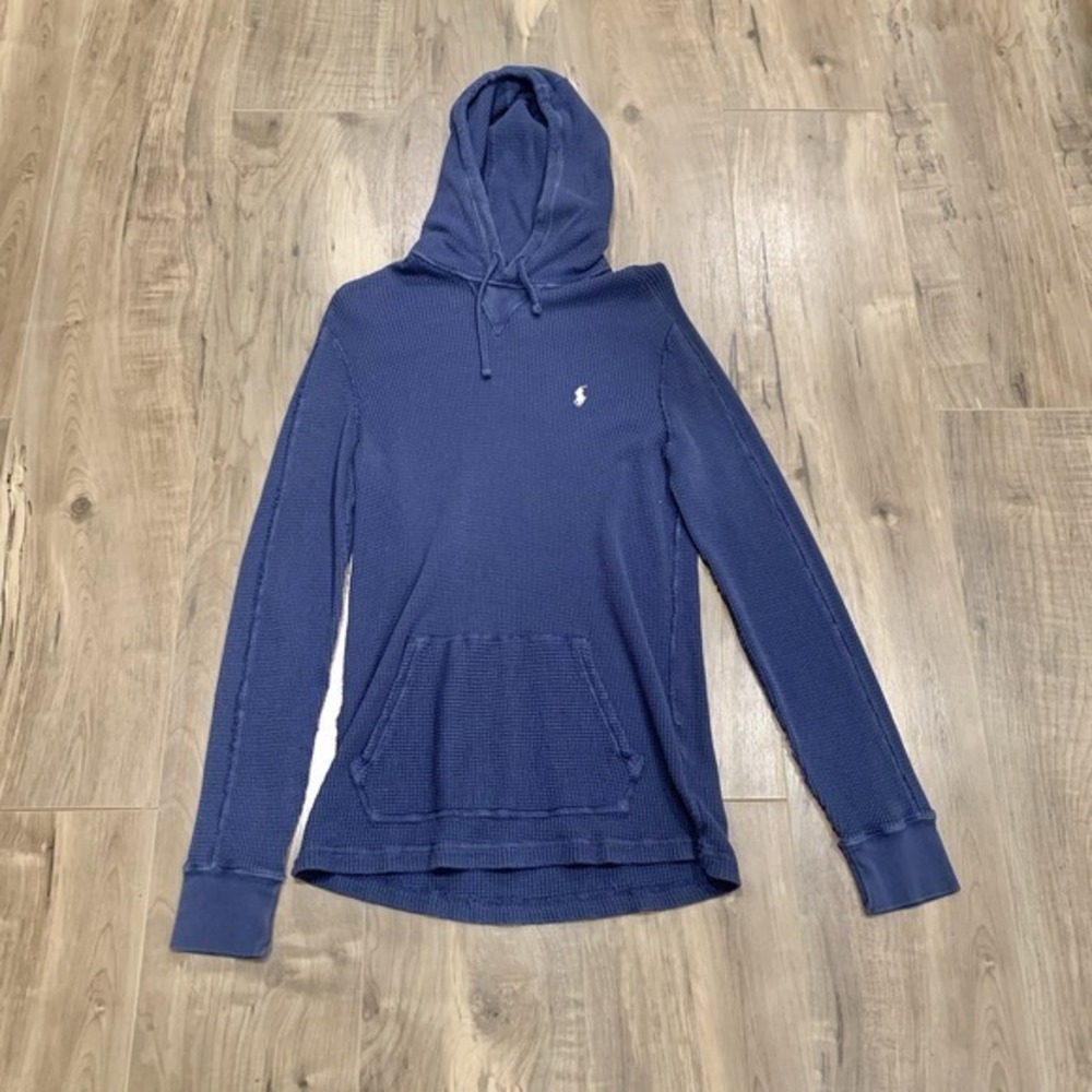 Polo Ralph Lauren Men's Navy Thermal‎ Waffle Knit Hoodie Pullover Size M
